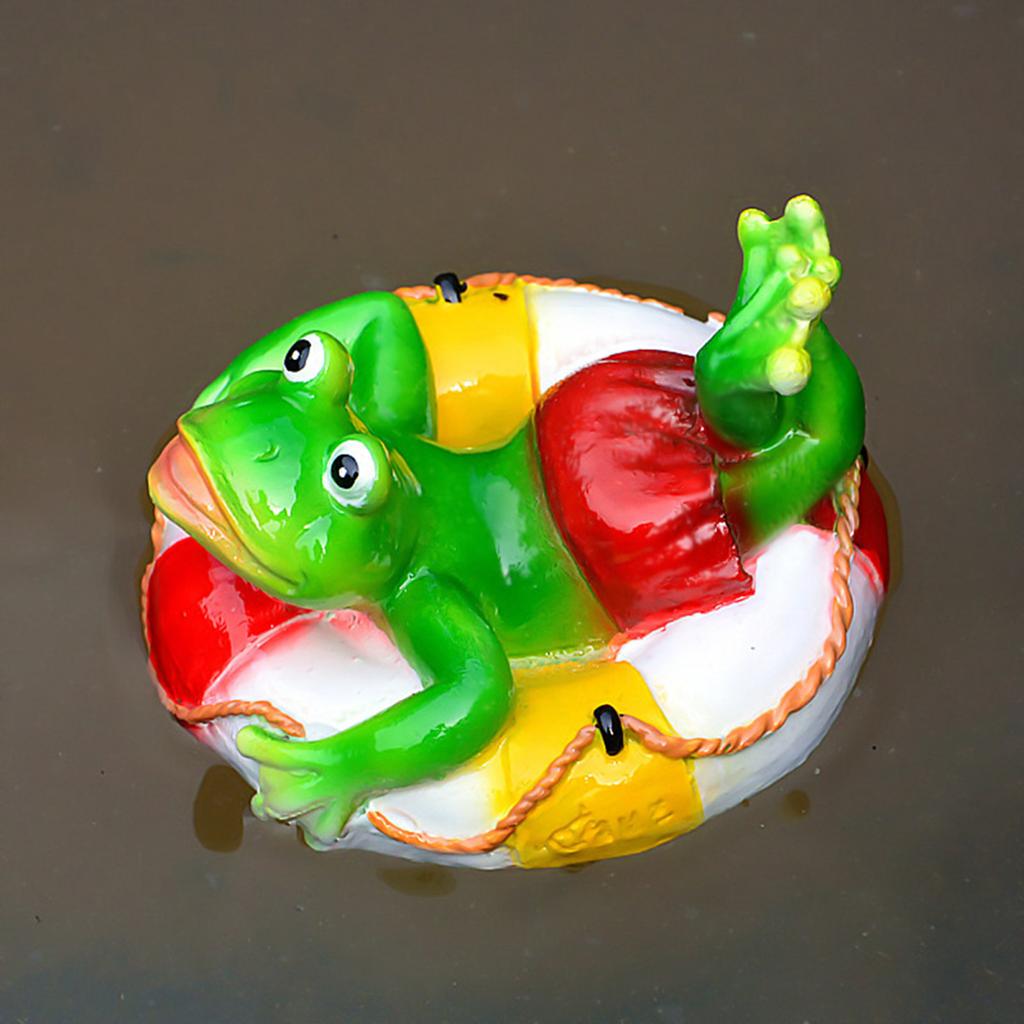Yousheng Floating Frog Statue Resin Cartoon Relaxing Frog Ornament Pond Floating Frog Figurine for Aquarium Garden Pool Water Feature Decor