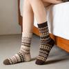 Nordic Fair Isle Argyle Wool Socks Winter Japanese Style Warm Retro Ethnic Style Thick Long Pile Socks Exquisite Thickened Socks