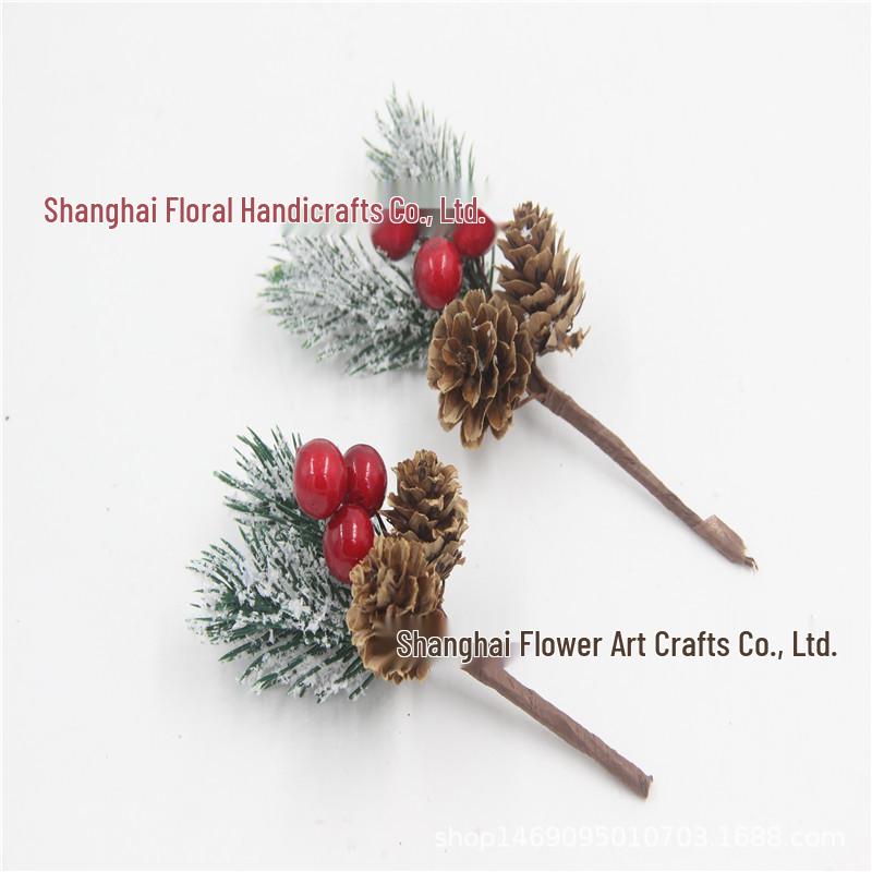 Snowflake Series Bell Beads Bouquet: Christmas Red Bean & Pine Decoration