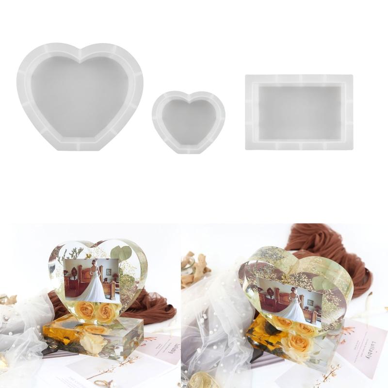 Valentine's Day Photo Frame Resin Molds Rectangle Picture Frame Silicone Mold Heart Shape Epoxy Mold Handicraft Making