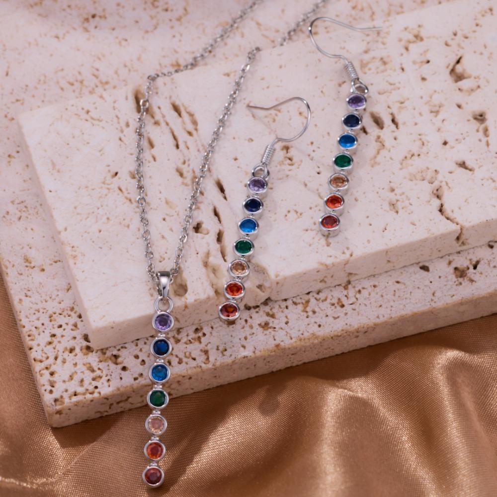 1 A necklace  1 A set of ear hooks made of copper, minimalist style, dopamine style, vertical long strip shape Designed women's jewelry set for daily