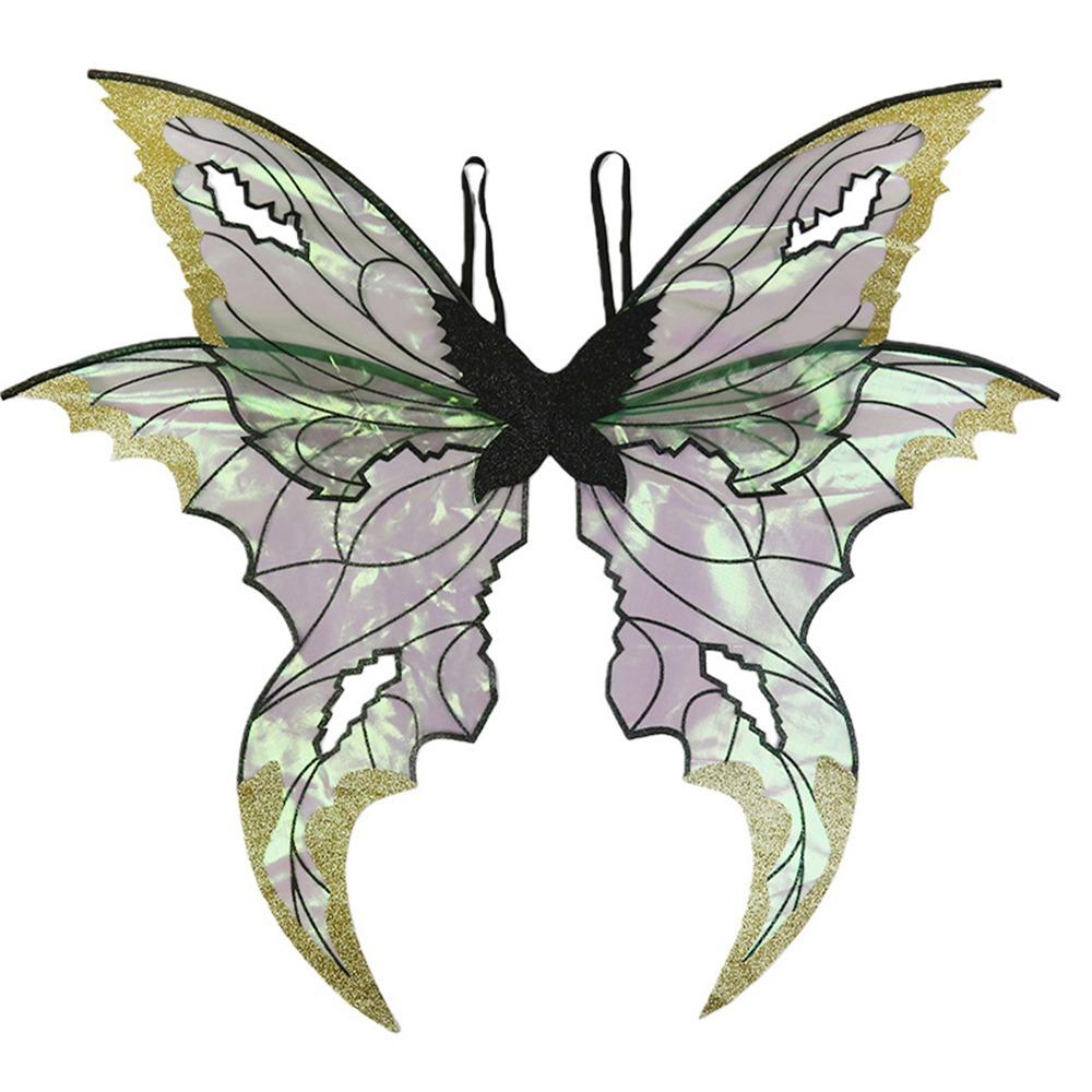 Фантастические блестящие крылья феи Двухцветные разноцветные ангельские крылья Цветочный эльф Косплей крыло для женщин и девочек золотой