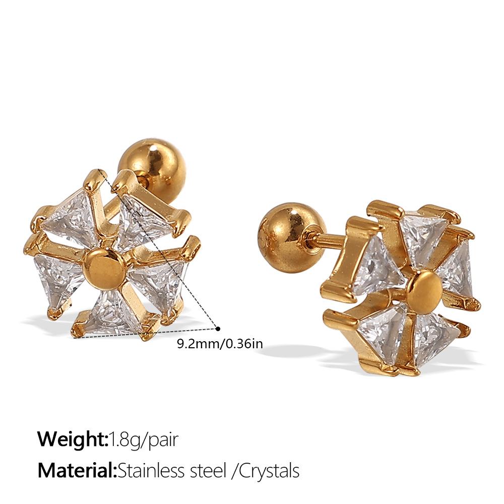 Hot-selling Niche Inlaid Crystal Earrings Earrings Versatile Niche Stainless Steel Gold-plated Earrings Earrings Women