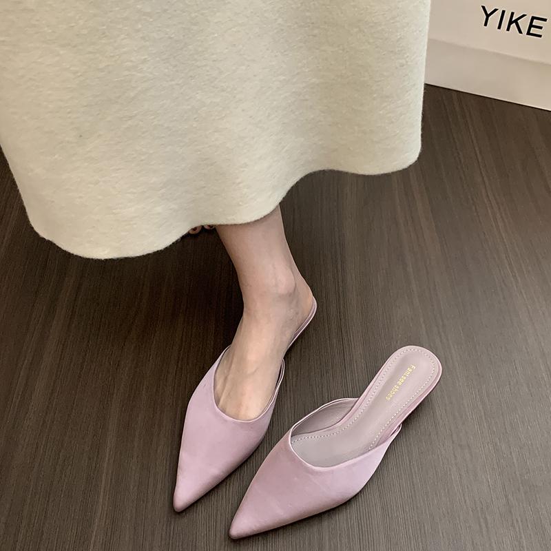 Fashion Summer Fashion Pointed Toe Mules Women Slippers Casual Dress Street Style Slides Ladies Slip On Shoes