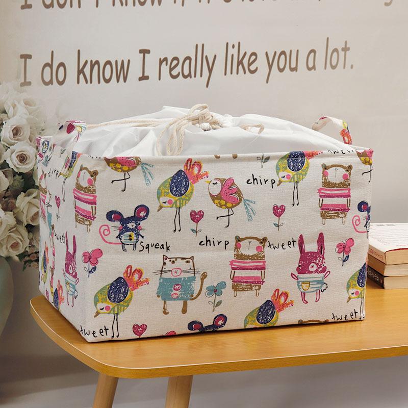 Großer Stoff-Aufbewahrungskorb mit Kordelzug, feuchtigkeitsbeständig, faltbar, Kleider- und Decken-Organizer-Box, Kordelzug, faltbarer Kleiderschrank, Aufräumtasche