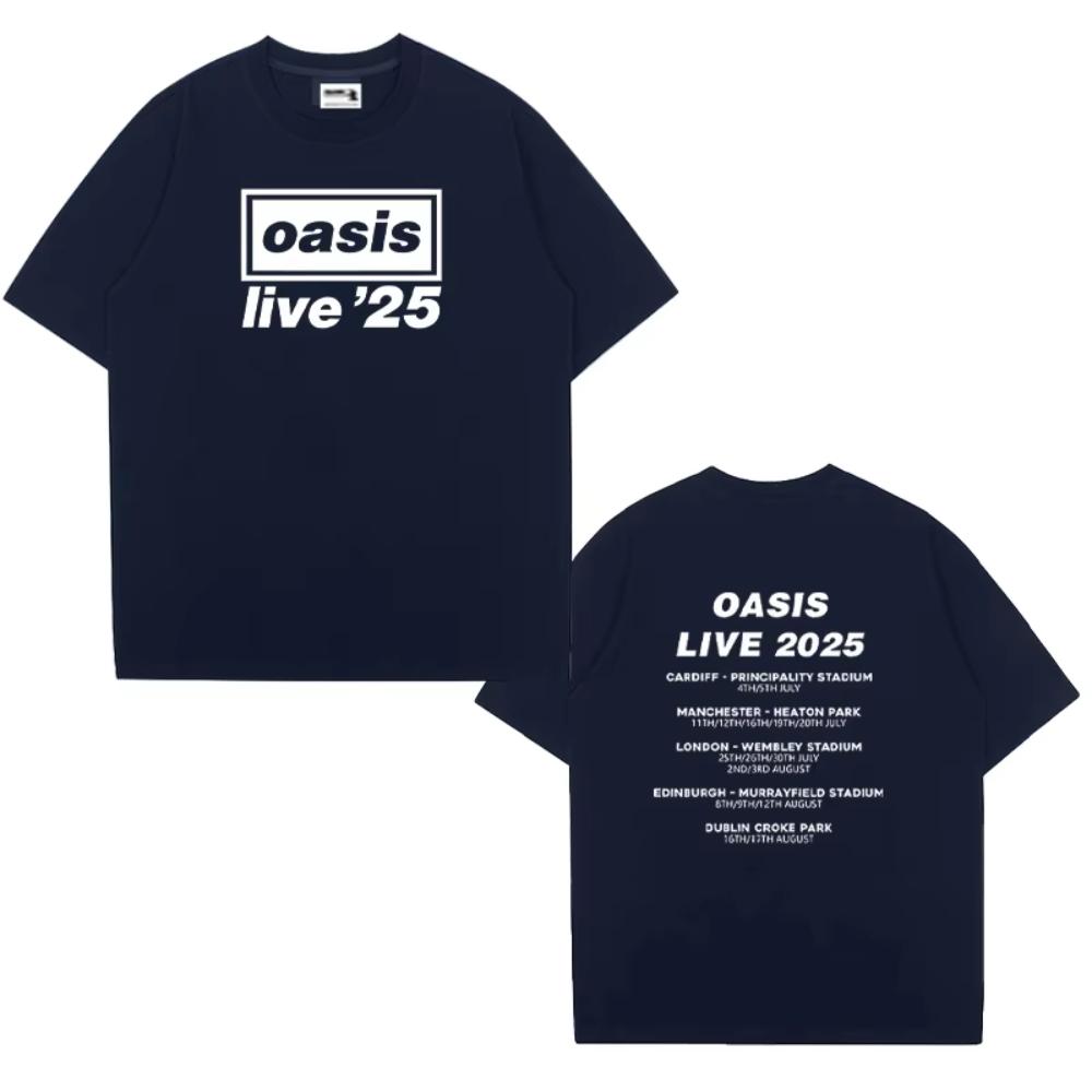 OASIS Live 25 Tour 2025 Vintage Tshirts Men Woman Casual Cotton Tshirt Hip Hop Streetwear Short Sleeve Loose T Shirts Fans Gift