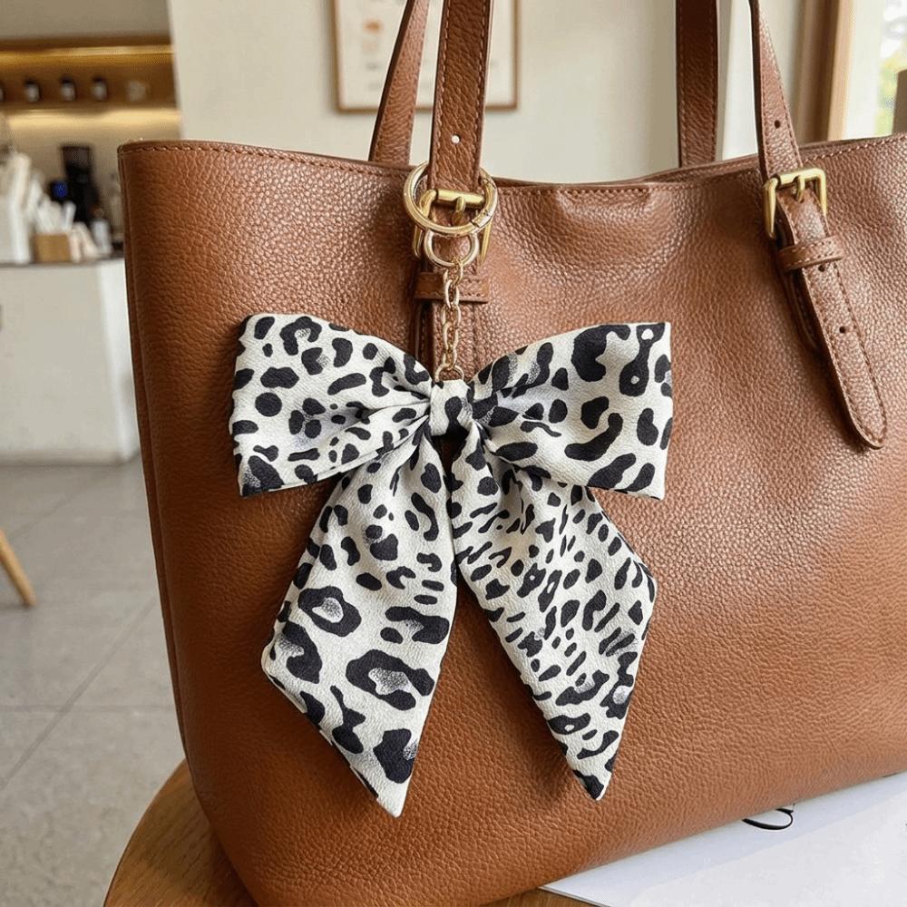 Fabric Leopard Print Keychain Zinc Zinc Zinc Alloy Keyring Accessory Y2K Style Bow Bag Charm Car Keys
