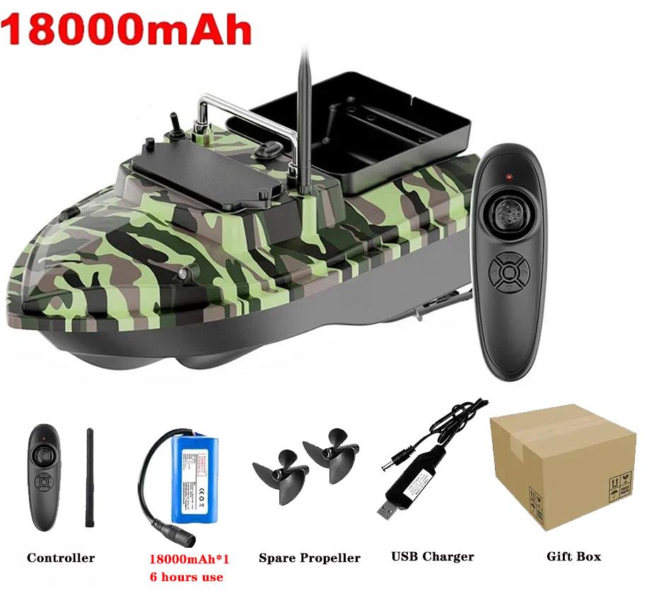 New Remote Control Fishing Bait Boat Dual Motor Fish Finder 4KG Loading Support Automatic Cruise/Route Correction Camouflage Bait Boat Fishing Gear