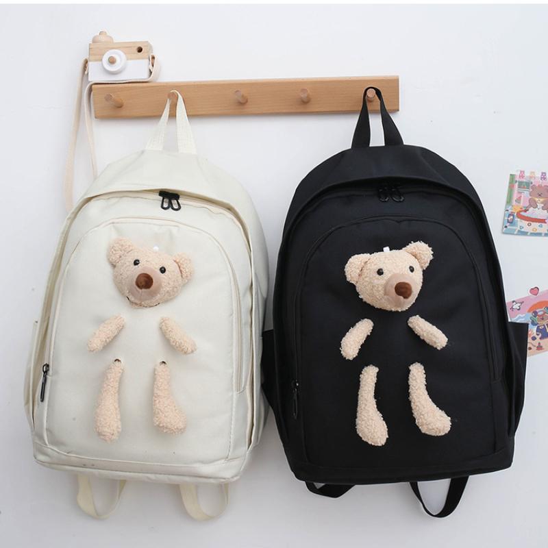 Female Junior High School College Students Four-piece School Bags Korean Version Harajuku Style Backpack Ins Knapsack with Bumbag Pen Bag