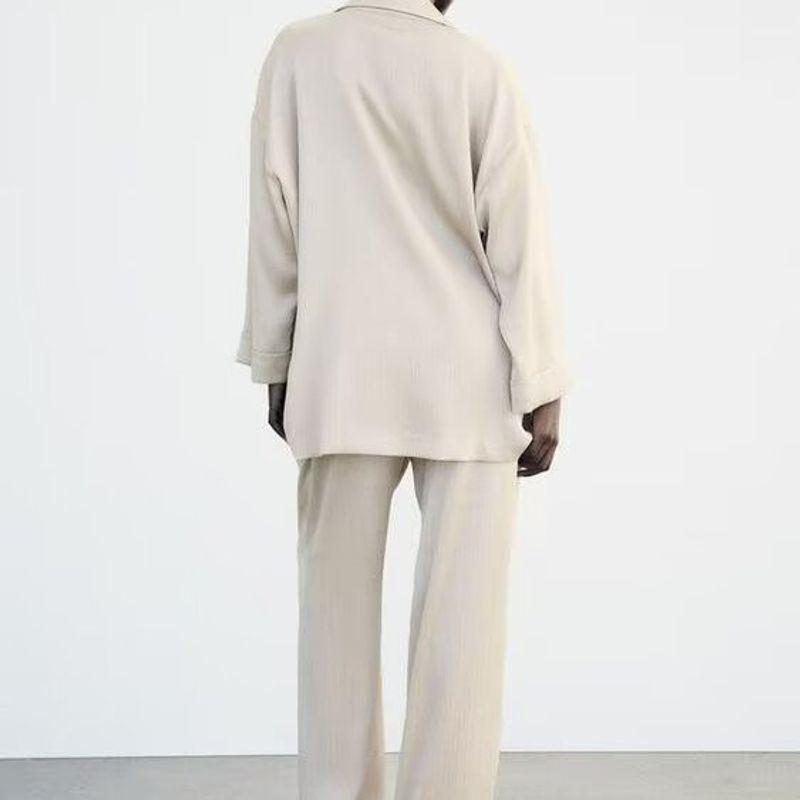 Za Autumn New Women clothes 2025 Western Style French style Fashion Wrinkled Double Breasted Blazers Trousers Set