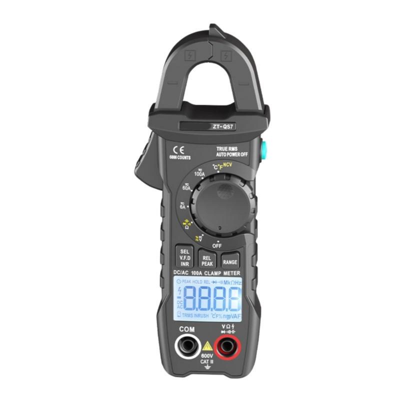 6000 Counts Professional Handheld Clamp Multimeter With Auto Off Data Hold Backlit Display And Overload Protections