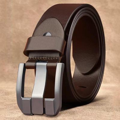 Men's Retro Genuine Leather Pin Buckle Belt - Business Casual Style for Middle-Aged & Young Adults