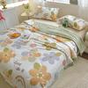 Floral Rainbow Pattern Quilt 100% Cotton Skin-friendly Comfortable Flowers Print Air Conditioning Quilt for Kids Teens Adults