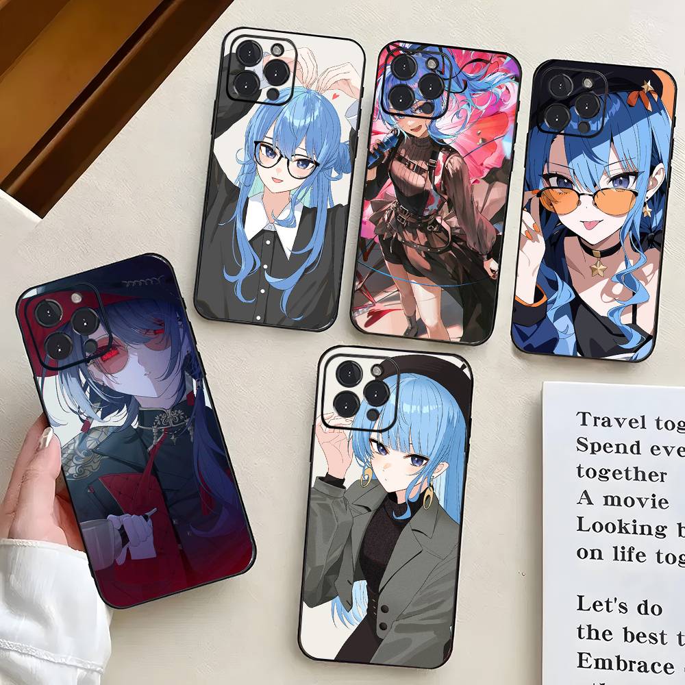 Suichan Hoshimachi Suisei Animation H-Hololive Phone Case For IPhone 17 Air 16 15 14 13 Pro Max 11 12 Black Silicone Cover