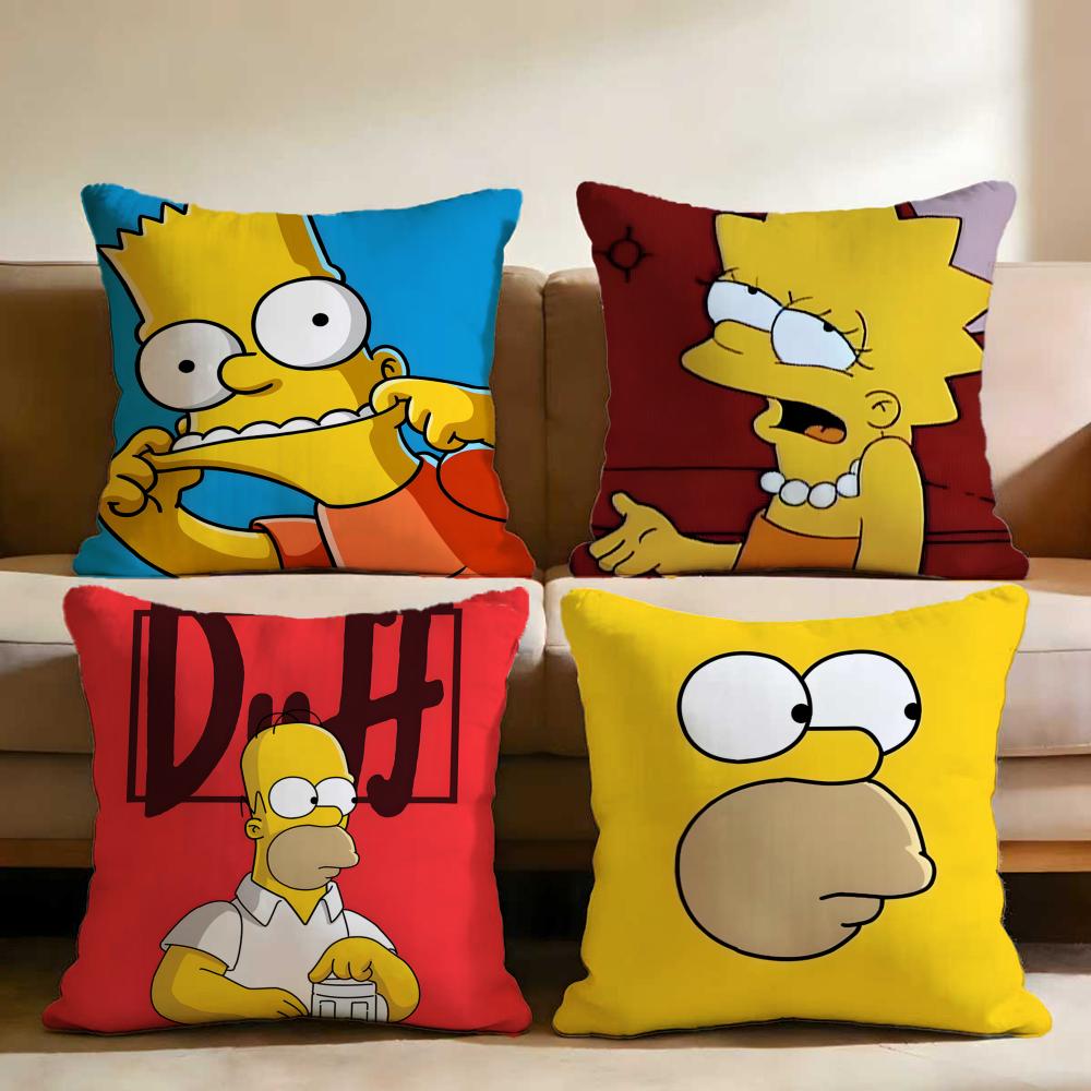 Husa de Pernă Anime S-Simpsons pentru Casă și Mașină, Multi-Scenă - Reversibilă, Moale și Durabilă pentru Utilizare Zilnică