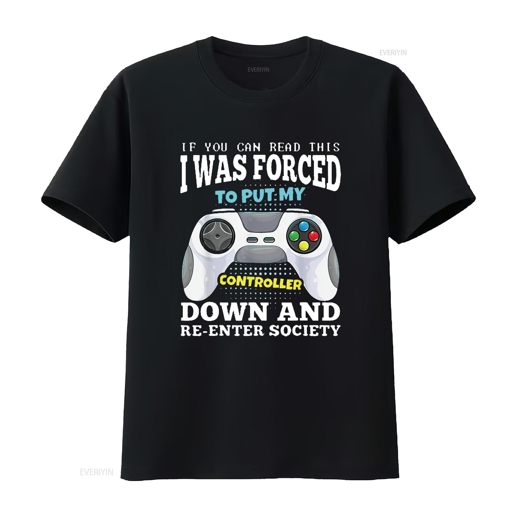

Mens Put Controller Down Re Enter Society Funny Gamer T Shirt Black Large vintage Washed Versatile homme Stretched graphic 4XL