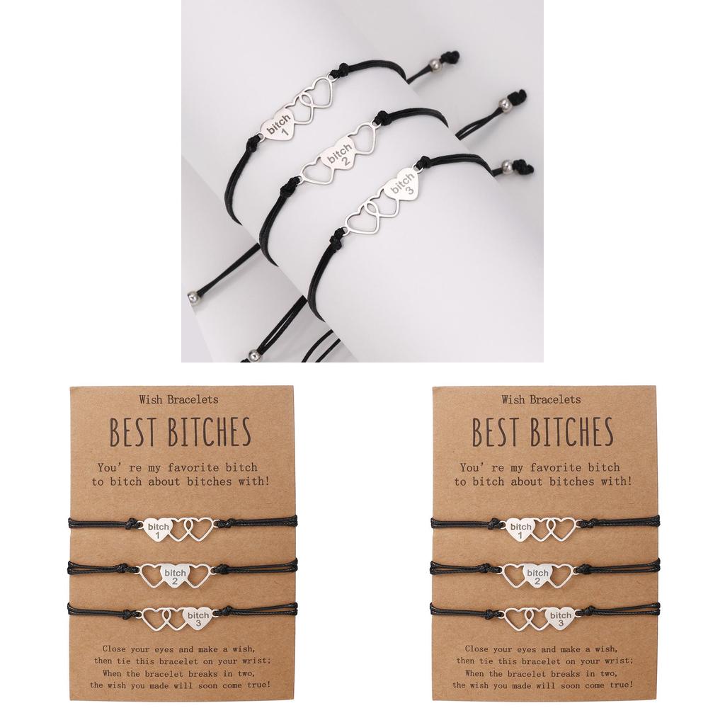 Best Bitch Card Bracelet With Heart Pendant For Gift And Travel Souvenirs