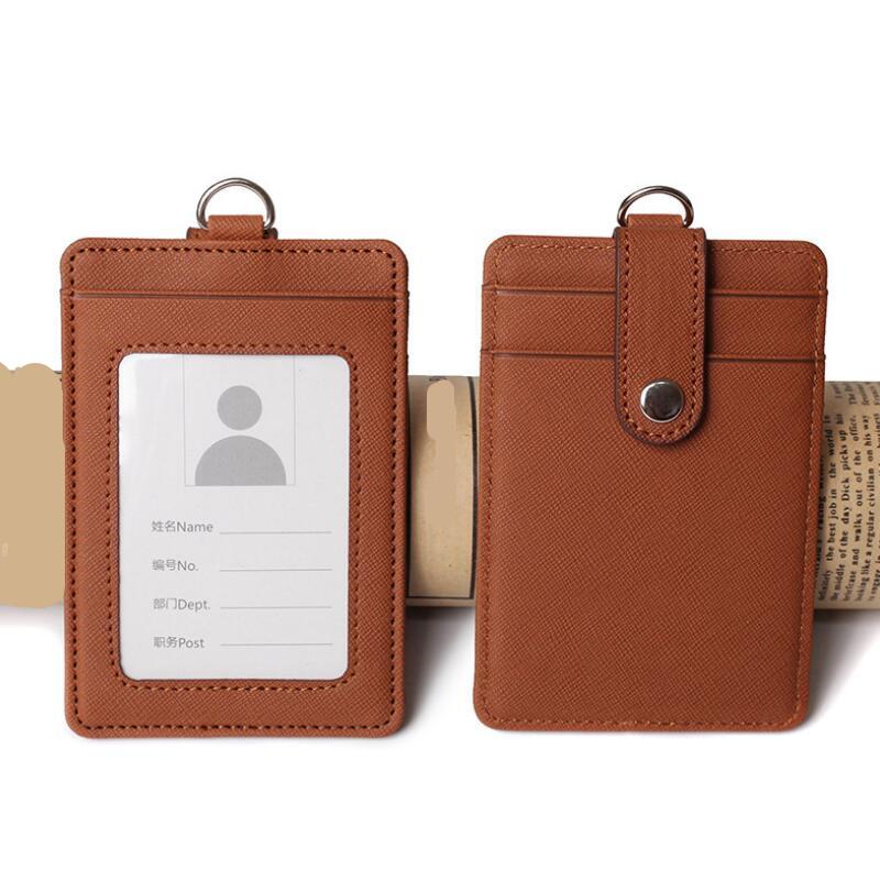 

PU Leather Badge Holder with Retractable Lanyard ID Card Holder Name Tag School Office Supplies
