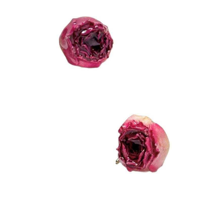 Silver Needle High-Class Rose Flower Real Flower Earrings Ear Pendants Real Flower Perpetual Flower Jewelry