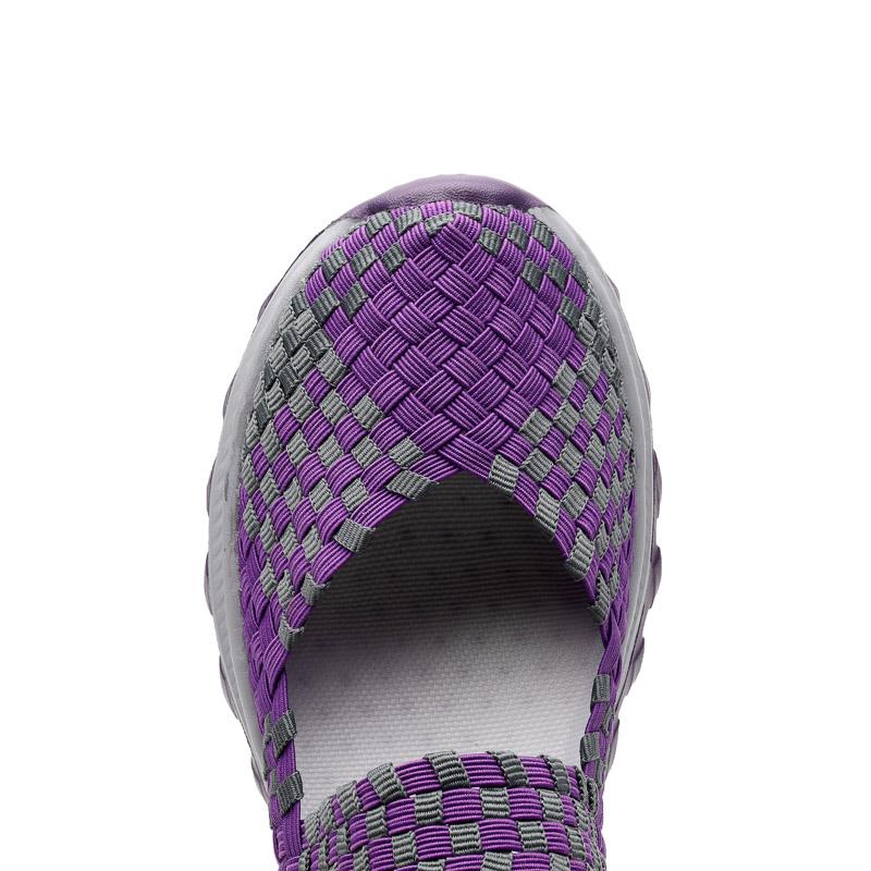 Summer Mary Janes Women Sandals Beach Lazy Shoes Purple Pink Grey Casual Weave Soft Slip on Walking Color Sandals Large Size
