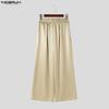 INCERUN Men's Two Piece Sets Oversized T-shirt and Wide Leg Pants Casual Satin Loungewear Outfits