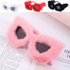 Korean Cat's Eye Frame Plush Sunglasses Sun-Protective Photos Decoration Travel Sunglasses Outdoor Bride Eyewear For Women Girls
