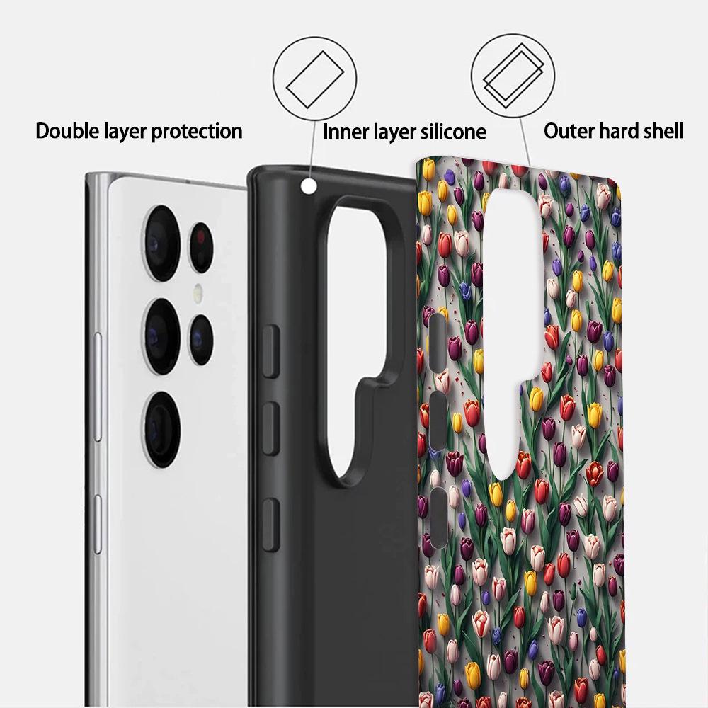 isn Color Contrast Tulip Samsung S26Ultra Mobile Phone Case 2-in-1 Film Case S25 Anti-drop Creative S24 +
