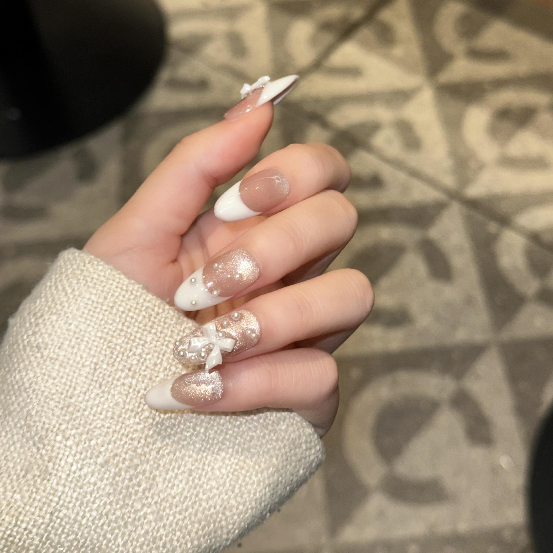 

Princess Michelle Handmade Butterfly Wearable French Manicure Nail Tips L