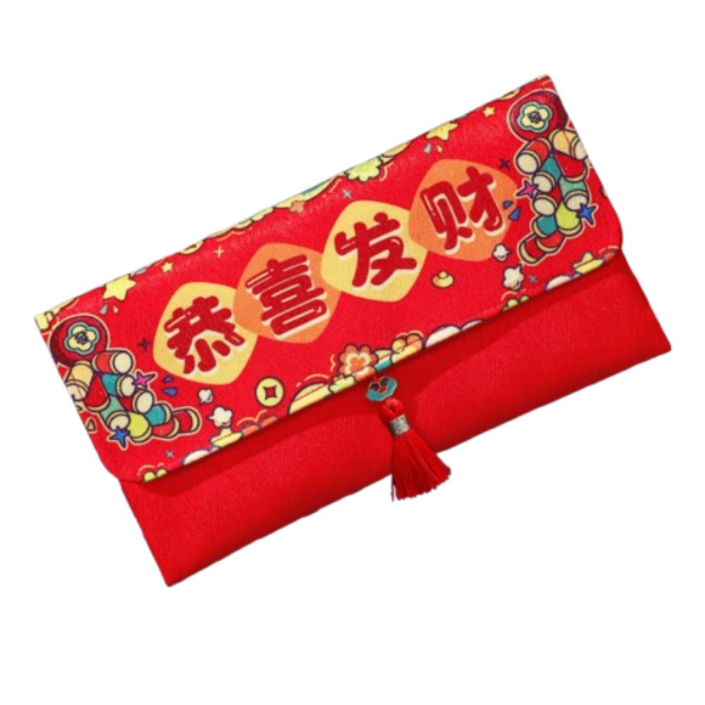 Traditional 2025 New Year Money Bag Cloth Red Pocket Cartoon Lucky Money Packet  Kids Gift