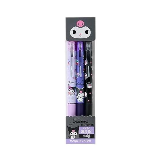 SANRIO Набор из 3-х шариковых ручек-стирашек Kuromi Поликарбонатный шар Диаметр: 0,5 мм Цвет: Черный Нажимной Тип 770850