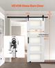 Sliding Barn Door, 762 X 2134mm, High-Strength MDF Panel and Glass, Barn Door with Hardware Kit, Water-Proof PVC Surface, Easy To Install, H-Frame,