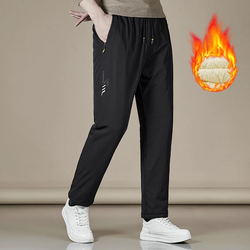 Autumn and Winter Lambswool Trousers Men's Padded Warm Casual Sports Trousers Loose Straight Hundred Yards Cotton Trousers Men