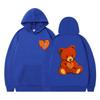 Unisex Hooded Sweatshirt With Teddy Bear Print Casual Oversized Pullover Winter Youth Streetwear