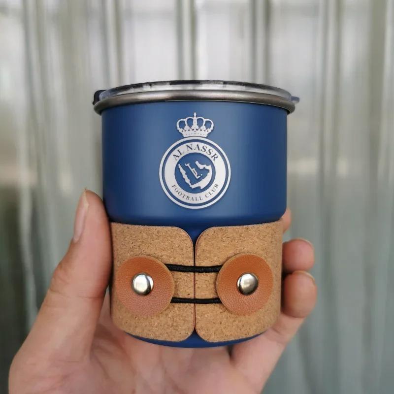 Al-Nassr FC Logo Saudi Arabia logo Stainless Steel Cup Coffee Mug 300ml Beer Mug with Lid Outdoor Camping Mugs gift cups 300ml
