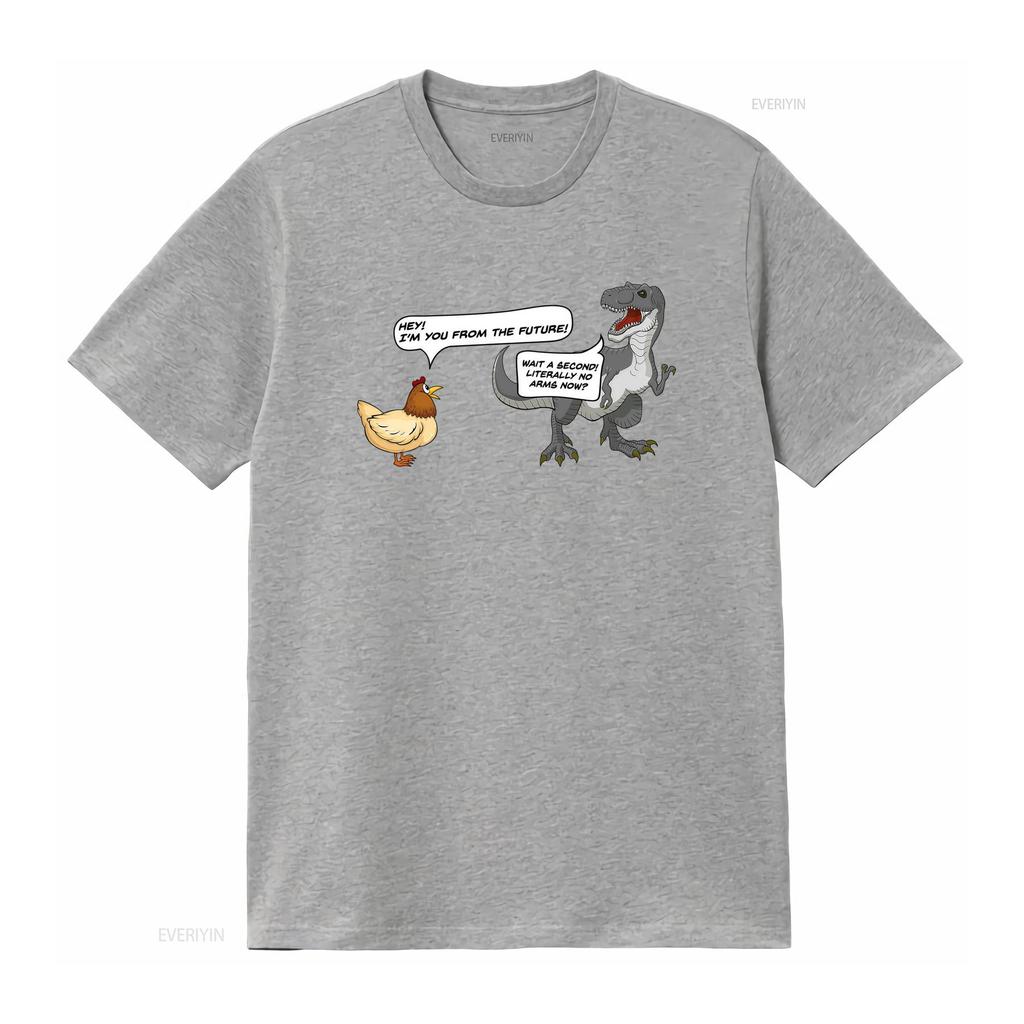 T Rex Chicken Funny Dinosaur Quote Novelty Meme Shirt vintage Washed Versatile Slightly Top For Everyday Wear Breathable Casual