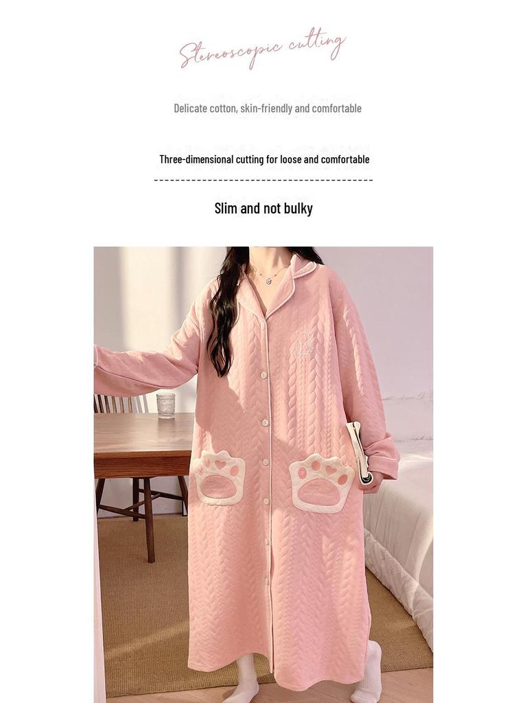 Maternity Skirt and Nightdress Set: Spring & Autumn Postpartum Air Cotton Nursing Pajamas for Winter, Fits Up To Size 200.