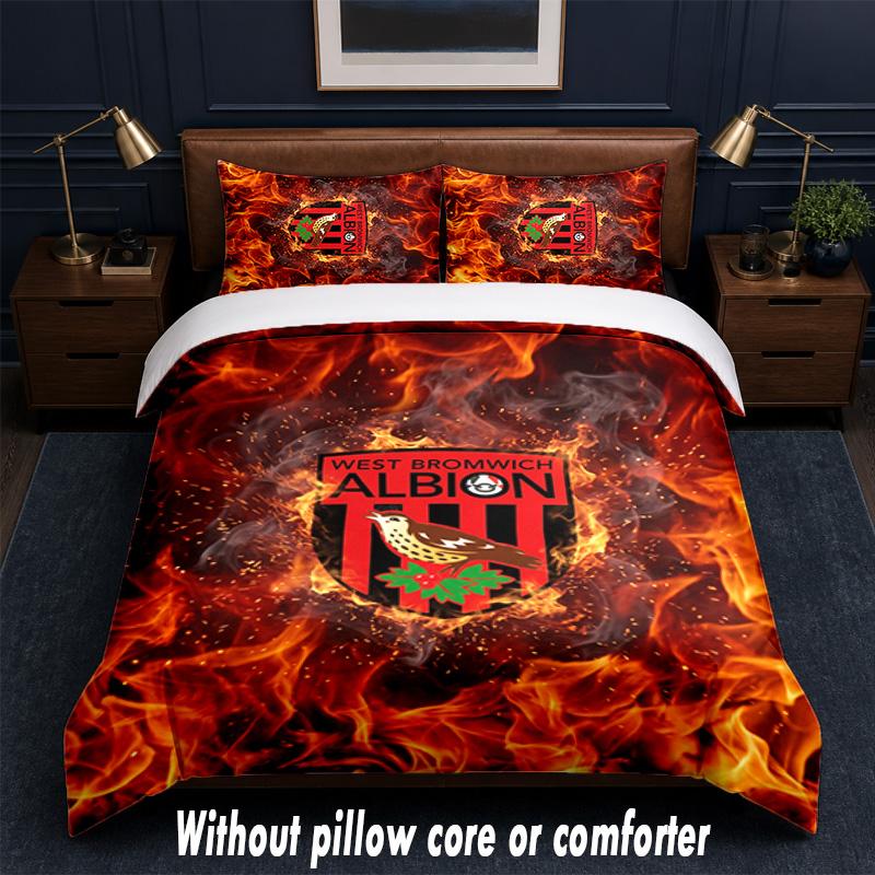 West Bromwich Albion Football Design Set Biancheria da Letto 1 Copripiumino + 2 Federe Morbido Traspirante Biancheria da Letto per la Casa