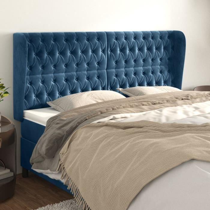 VidaXL Headboard with Ears Dark Blue 203x23x118-128 Cm Velvet3118362