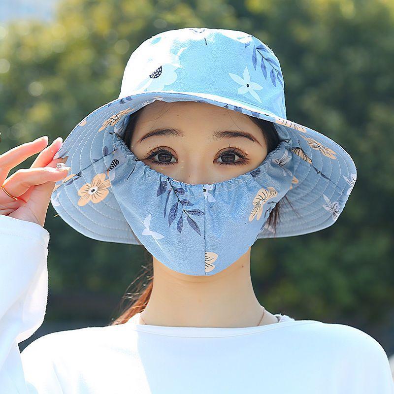 Sunscreen visor, mask integrated, summer breathable new face mask, outdoor dustproof ultraviolet tea picking visor