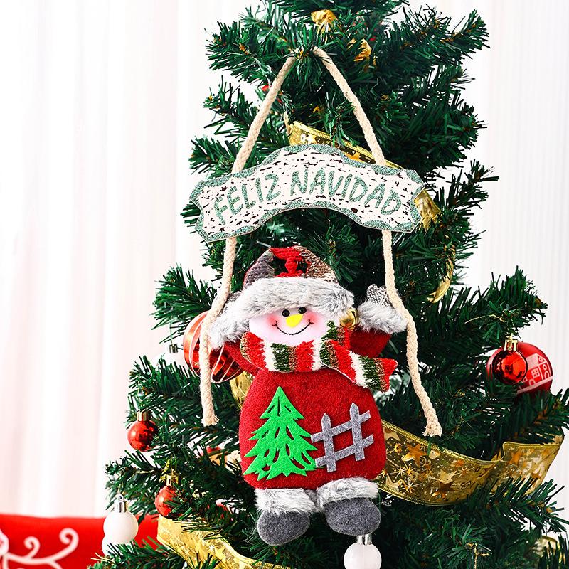 Christmas KT Board Fabric Hand-raising Doll Pendant Santa Claus Scene Layout Alphabet Tree Pendant