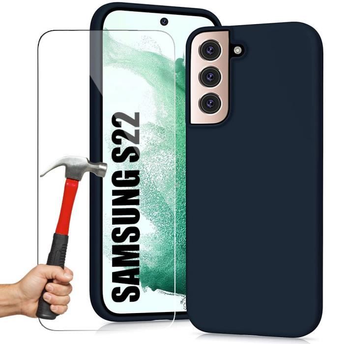 Coque - BOOLING - Samsung Galaxy S22 - Silicone - Anti choc - Bleu Marine