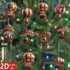 10Pcs Christmas Wooden Air Balloon Santa Claus 2D Flat Wooden Pendant Christmas Tree Decoration Perfect Holiday Gift Decor