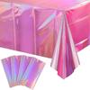 Iridescence Aluminum Film Tablecloth Foil Metallic Shiny Rectangle Table Cover Laser Rainbow Disposable Table Cloth Party Decor