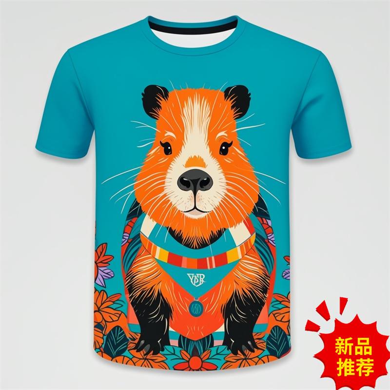 Summer Harajuku 3D Cute Animal Capybara Print T Shirt For Men