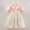 Girls Summer Floral Chiffon Dress Sweet Princess Fresh Look For Little And Medium Kids Casual Party Wear