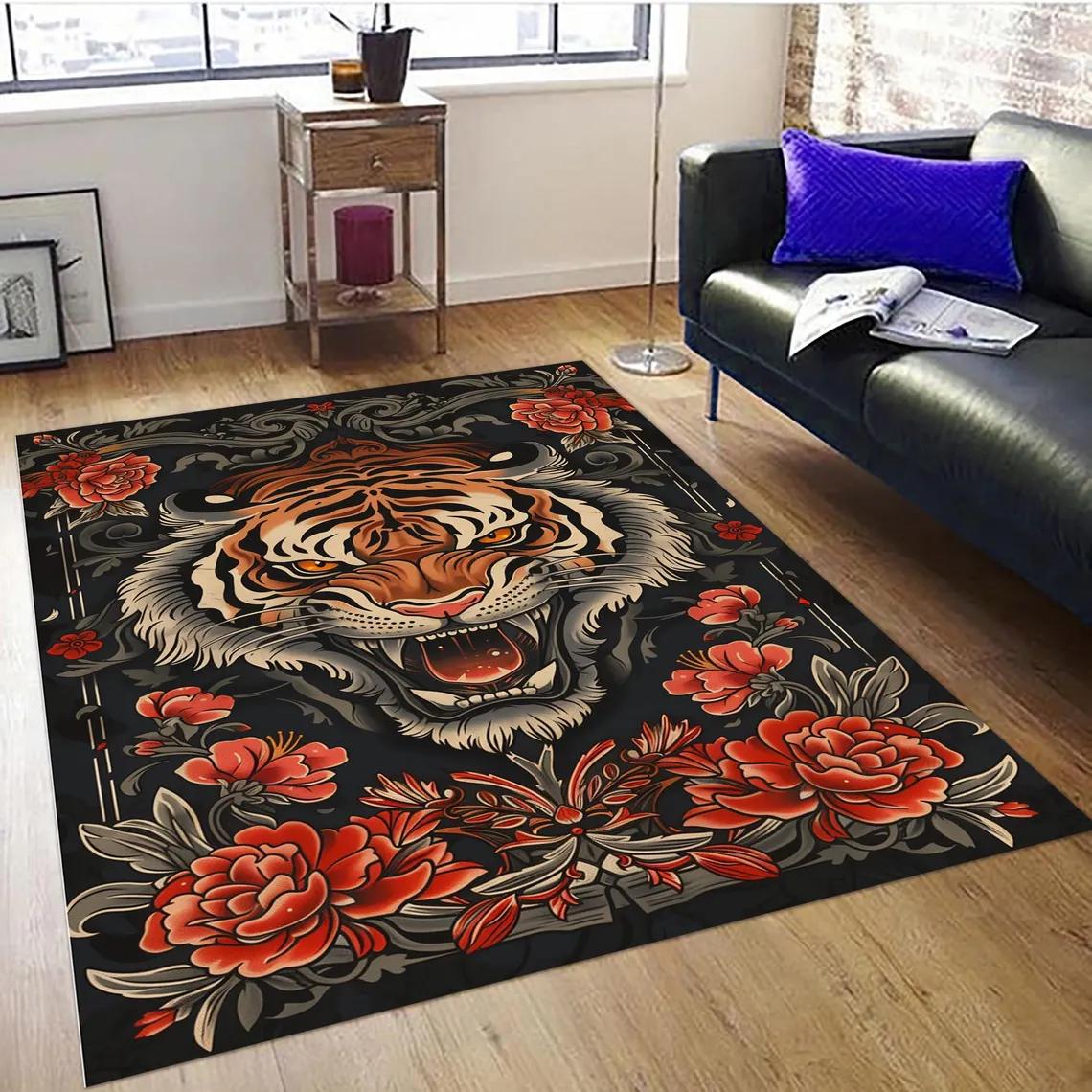 

Tiger Dragon Rug, Japanese Tattoo , Asian Art Floor Accent Carpet Living Room Bedroom Rug Kitchen Dining Floor Mat Hallway Rug 50X80CM