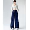 Curved Hem Women'S Fall/Winter Fleece-Lined High-Waisted Drawstring Straight Banana Sweatpants With Draped Effect And Narrow Wide Legs
