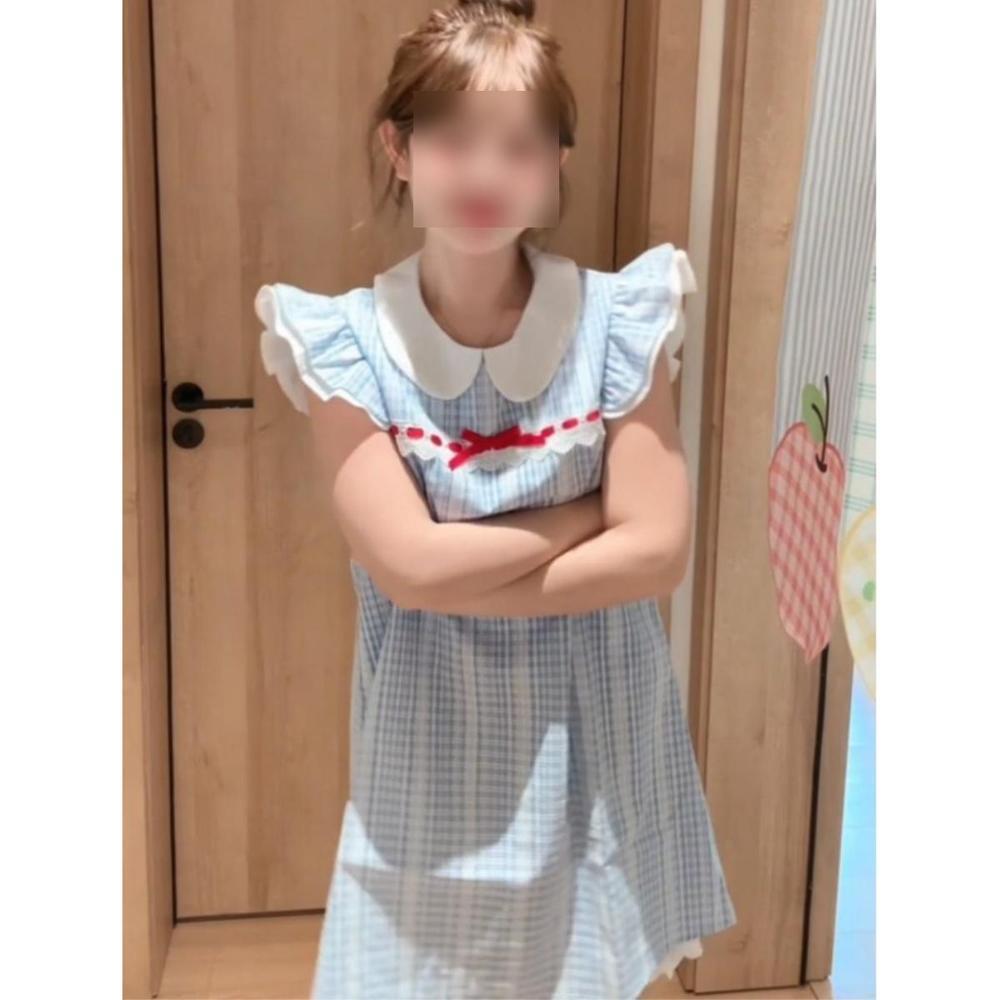 Academy style small fresh doll collar plaid dress summer unique beautiful wear temperament beautiful princess skirt