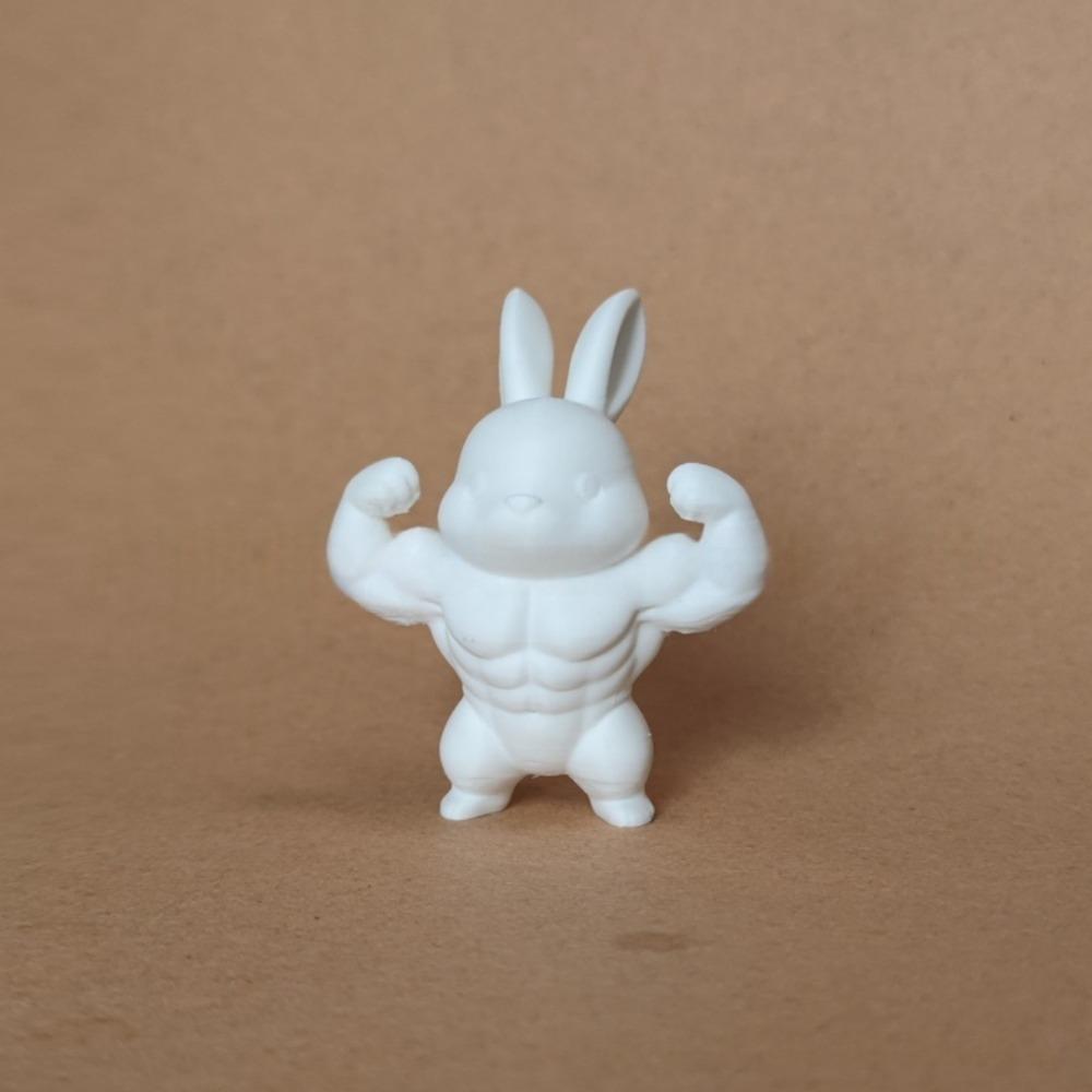 Cute Easter Fitness Rabbit Plastic Small Rabbit Ornament Muscular Rabbit Statue Home Desk Decor