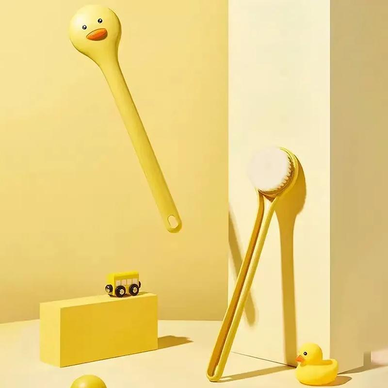 Cute Duck Long Handle Bath Brush Soft Bristles Shower Scrubber Exfoliation Body Scrub Skin Bath Cleaning Brush